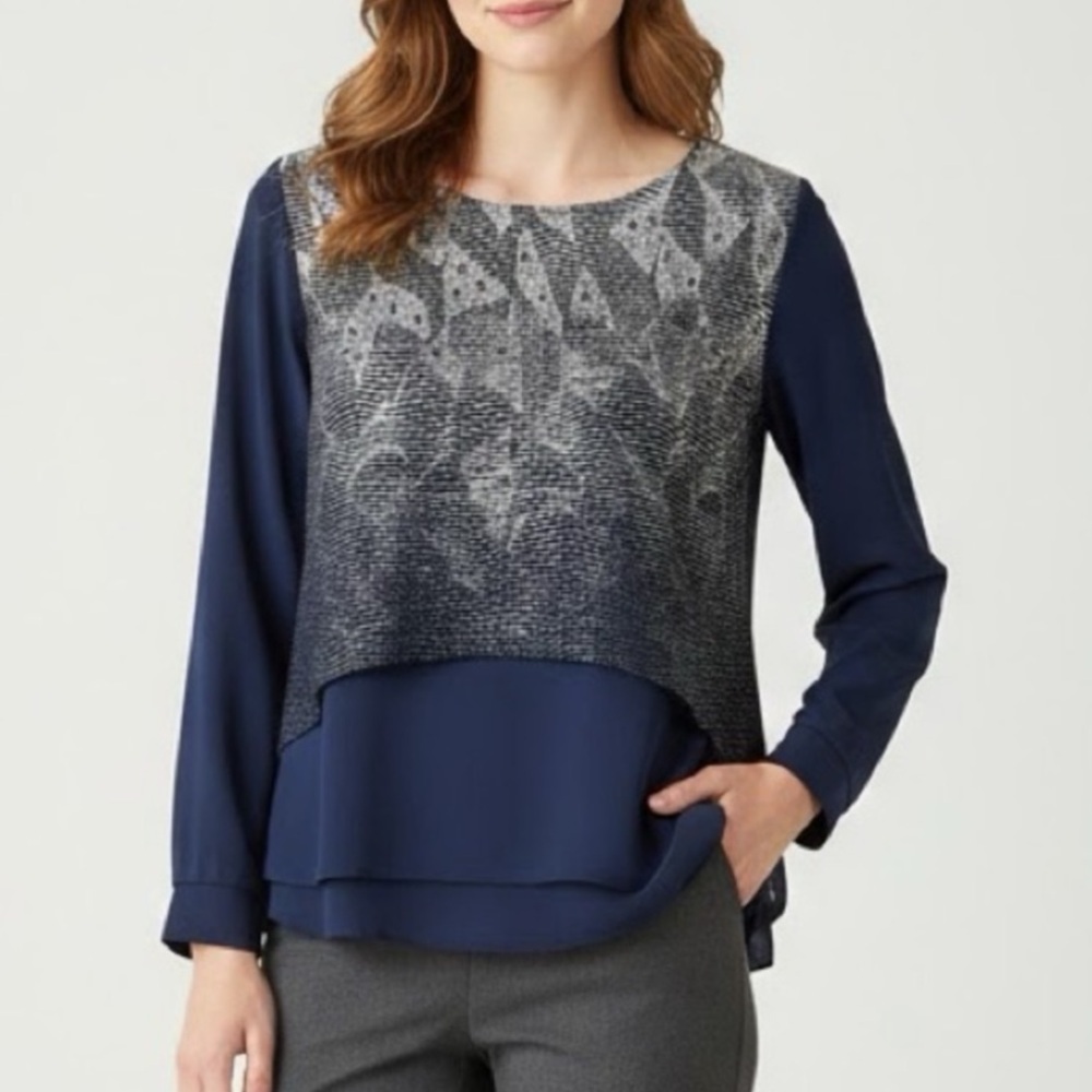NEW Blue shimmer Blouse top m LARGE